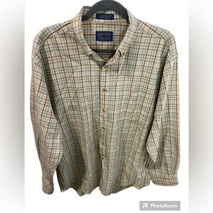 Vintage Pendleton 100% Pure Virgin Wool Cream plaid Large Button Down Shirt